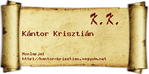 Kántor Krisztián névjegykártya